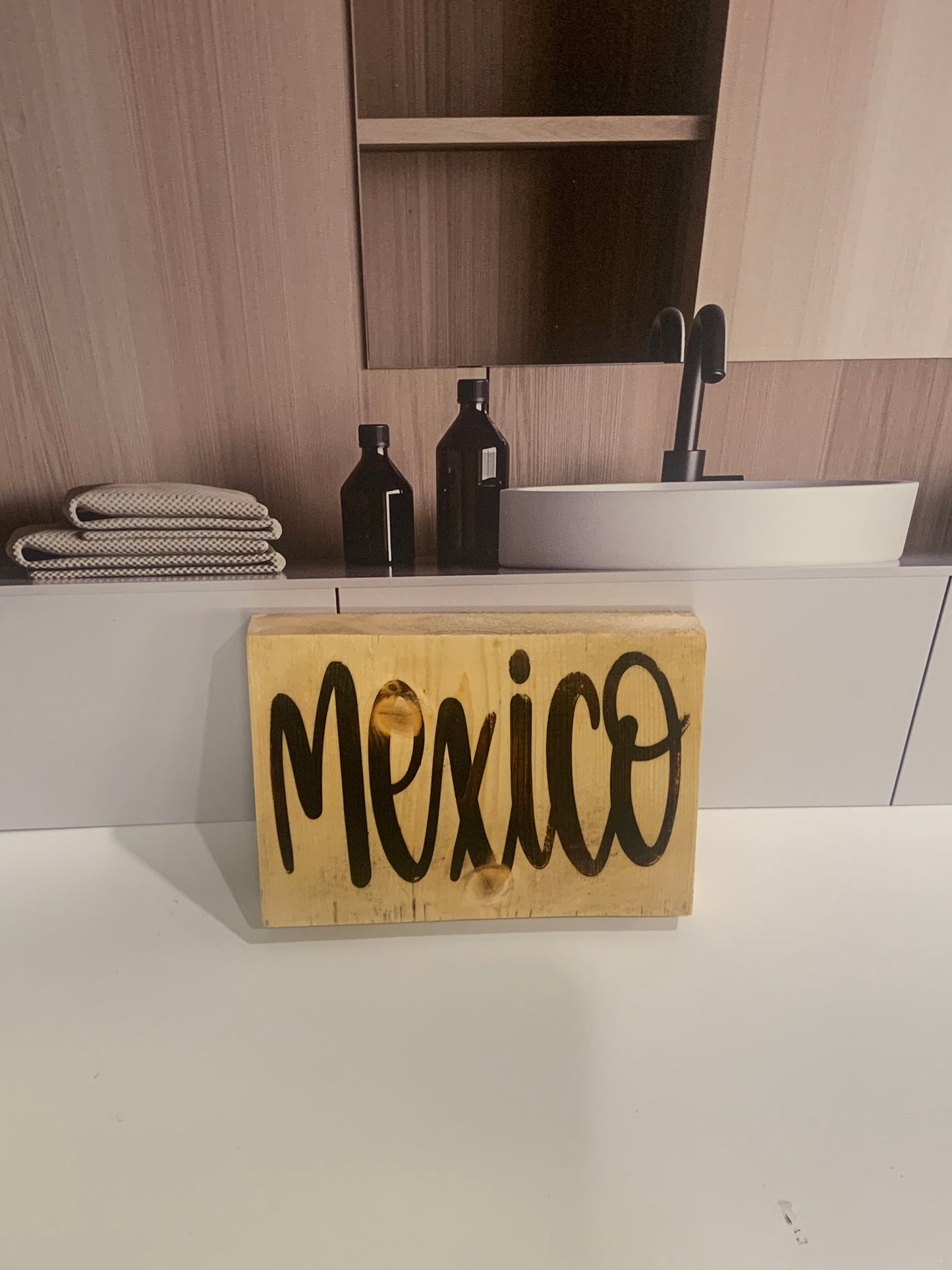 Wood Burning Sign 5" x 4" Mexico