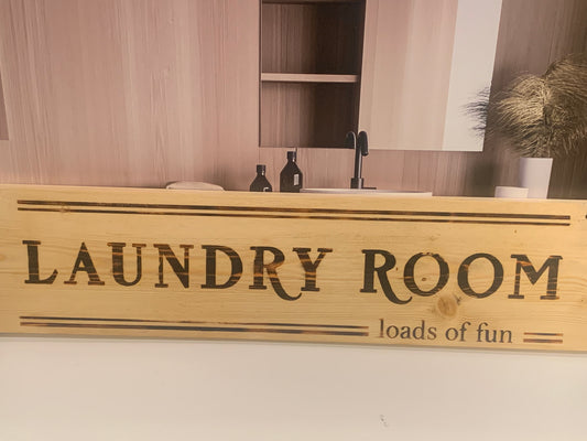 Wood Burned Sign Laundry Room