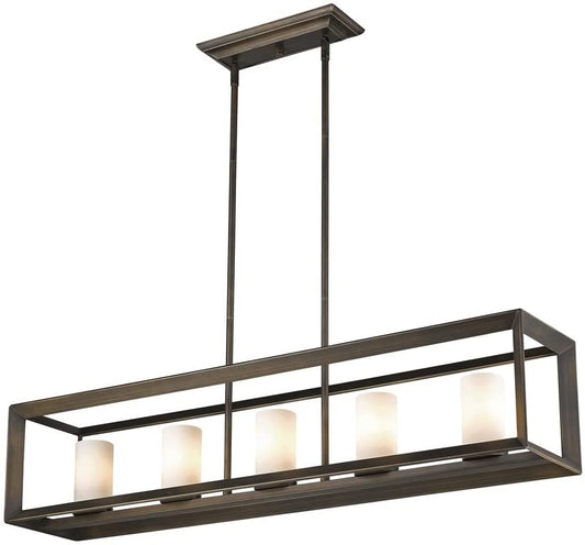 Golden Lighting 2073-LP GMT Island with Clear Glass Shades, Gunmetal Bronze Finish